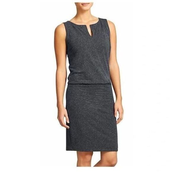 Athleta Women's Sz S Charcoal Gray Heather Vida Sleeveless Drop Waist Tank Dress - Picture 9 of 9